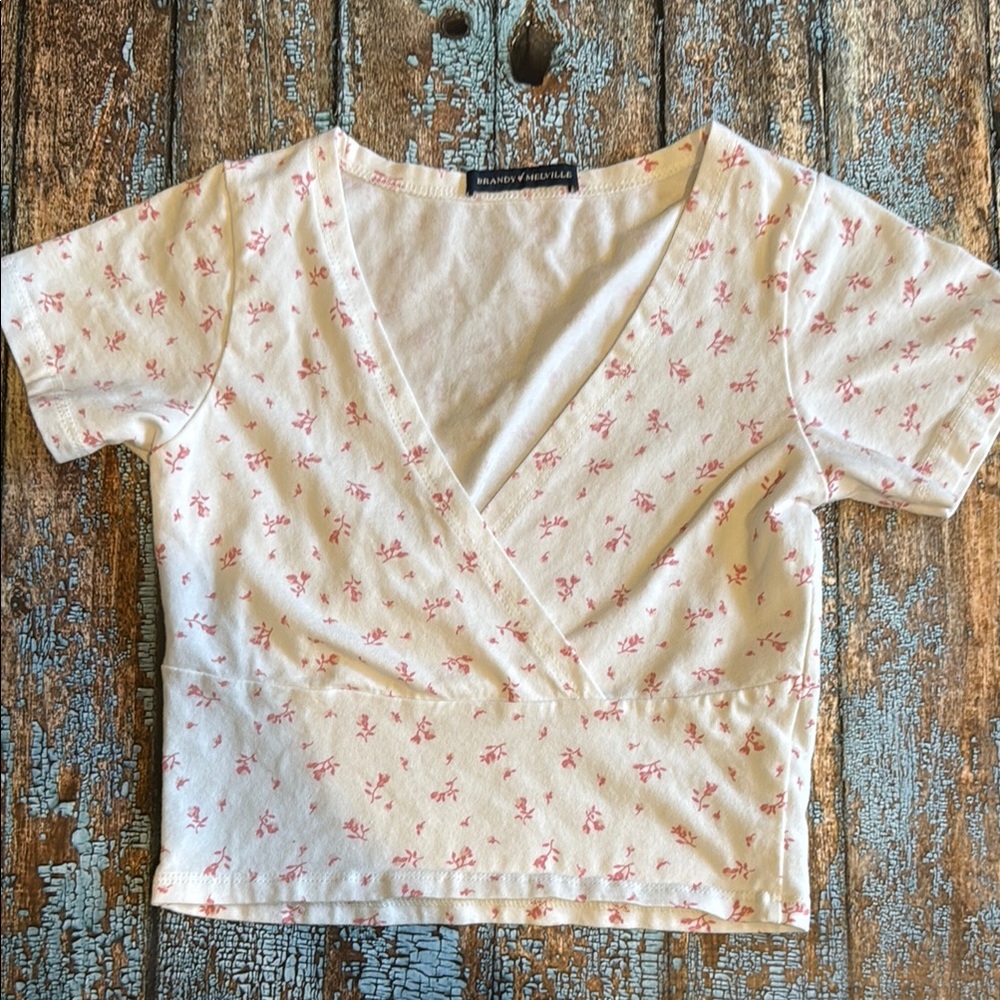 Brandy Melville White Crop Wrap Blouse